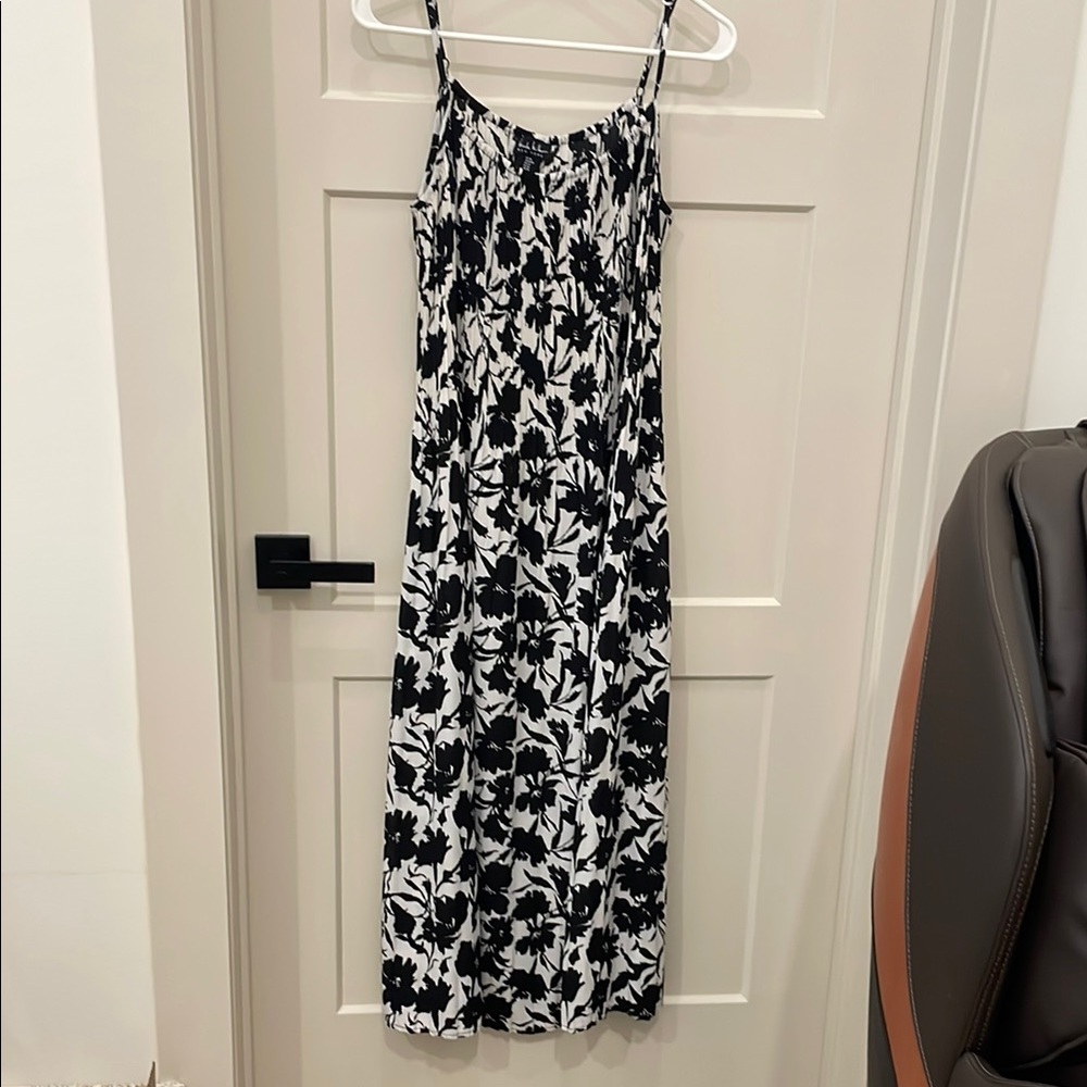 Nicole Miller Black and White Maxi Slip Dress